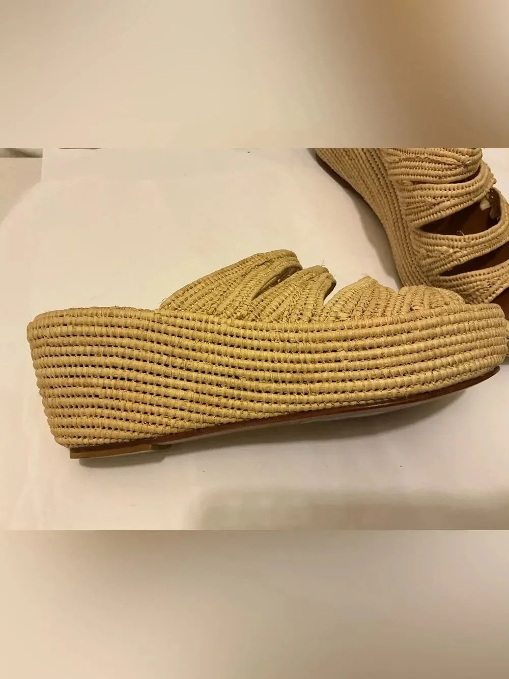 New Carrie Forbes Woven Raffia Platform Sandal in Natural - Women’s 41